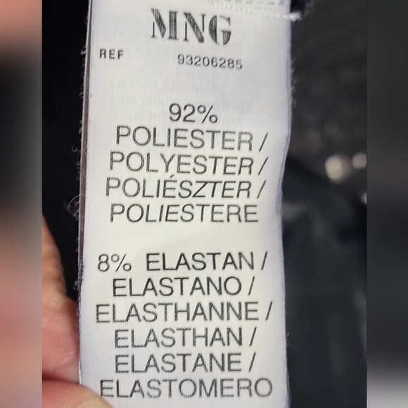 Mango Animal Print Embossed Black Tank Top Size Medium Draped Neckline - Picture 5 of 7